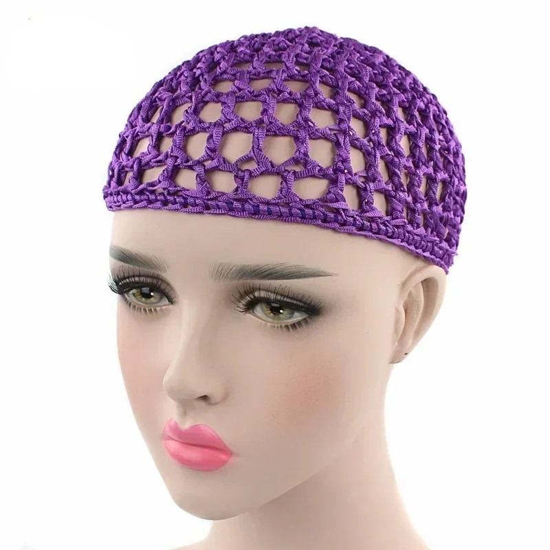 Tampão de malha de Crochet feminino, Snood monocromático, cobertura noturna para dormir, cobertura noturna turbante, gorro casual popular