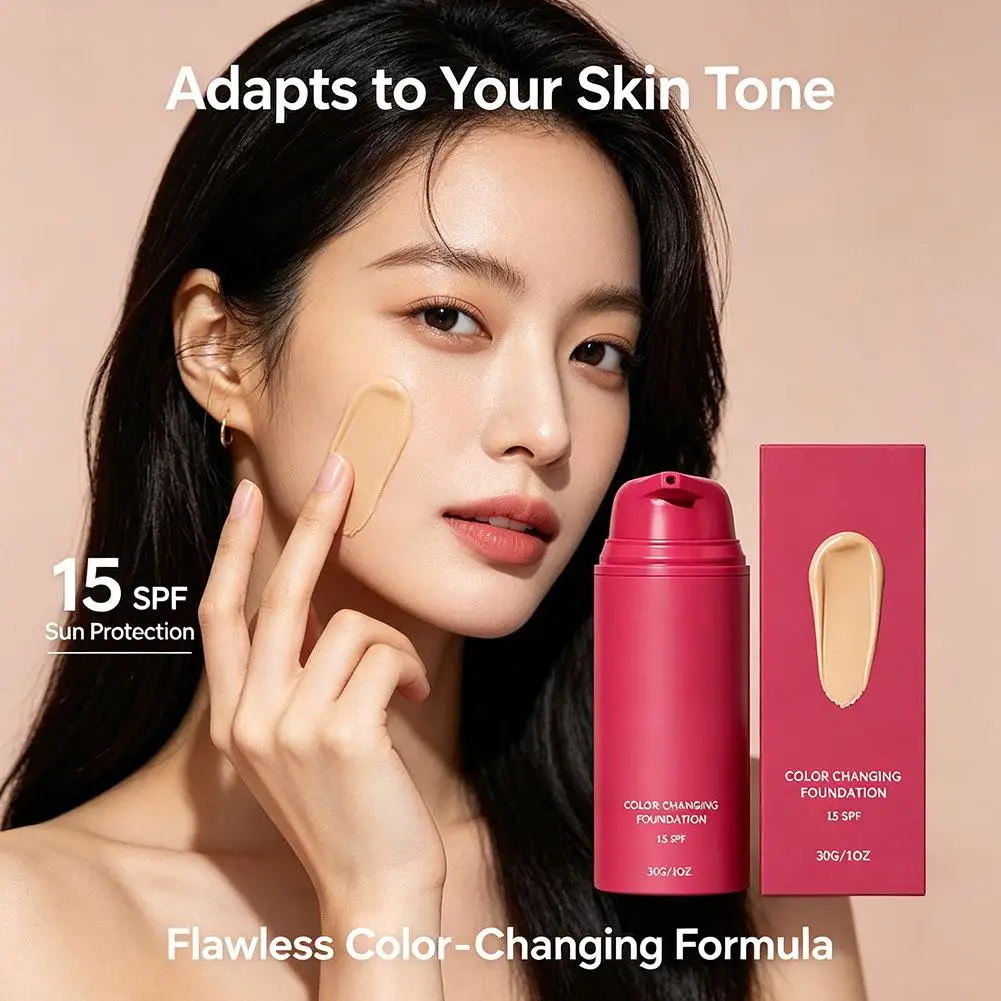 Natürlich Farbwechselnde Flüssig-Foundation, Temperaturabhängig Anpassbar, Gleicht den Hautton im Gesicht aus, Weicher Make-up-Look, Langanhaltend – Detail 6