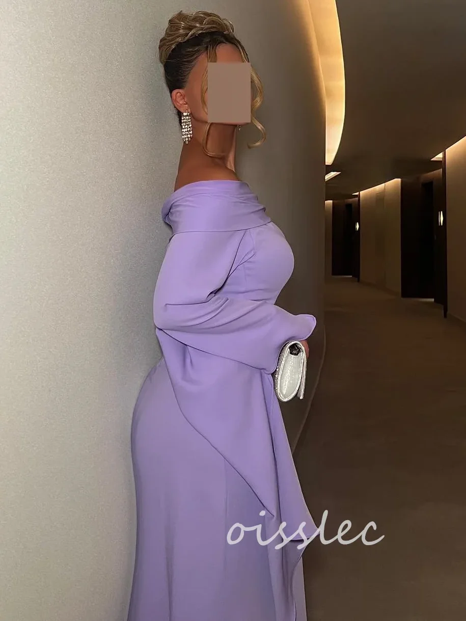 Oisslec Simple Purple Evening Dresses off Shoulder Formal Occasion Gown Prom Dress For Ramadan 2024 vestidos de noche