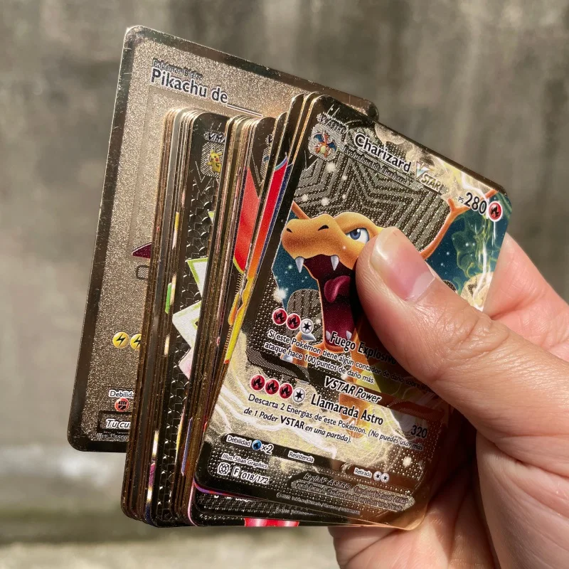 Spanish Pokemon metal card Charizard Pikachu Vmax Vstar Rayquaza GX Anime golden pokemon Collection Cards - AliExpress 26 Spanish Pokemon metal card Charizard Pikachu Vmax Vstar Rayquaza GX Anime golden pokemon Collection Cards - AliExpress 26