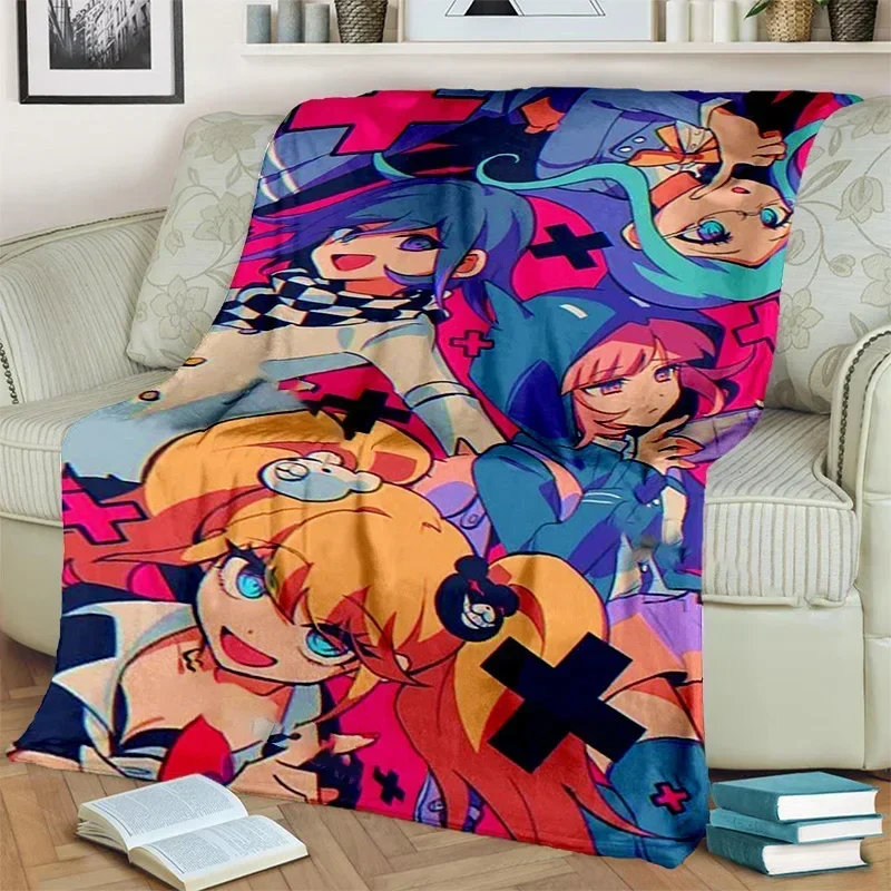 2026 Anime Danganronpa Monokuma Print Flannel Blanket Game Custom Blanket Plush Flannel Bed Home Throw Sofa Blanket Children Gif