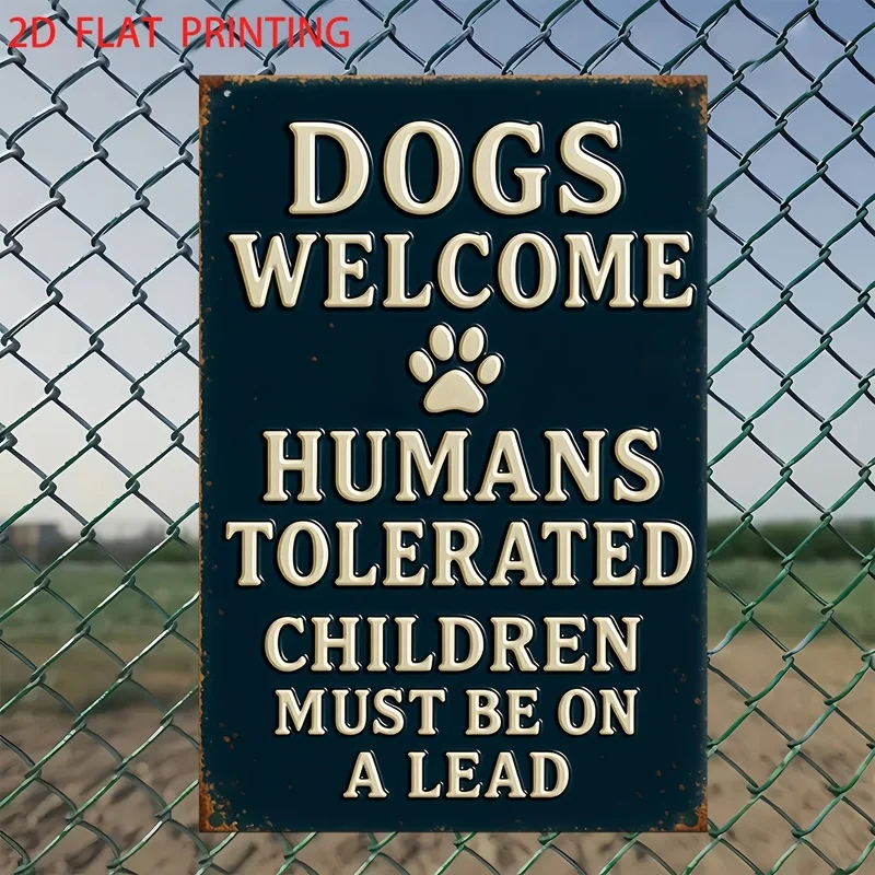 1PC Vintage Metal Wall Plaque Artificial Retro Pet Warning Sign Irregular Shape Tin Wall Sign for Indoor Outdoor Home Wall Decor