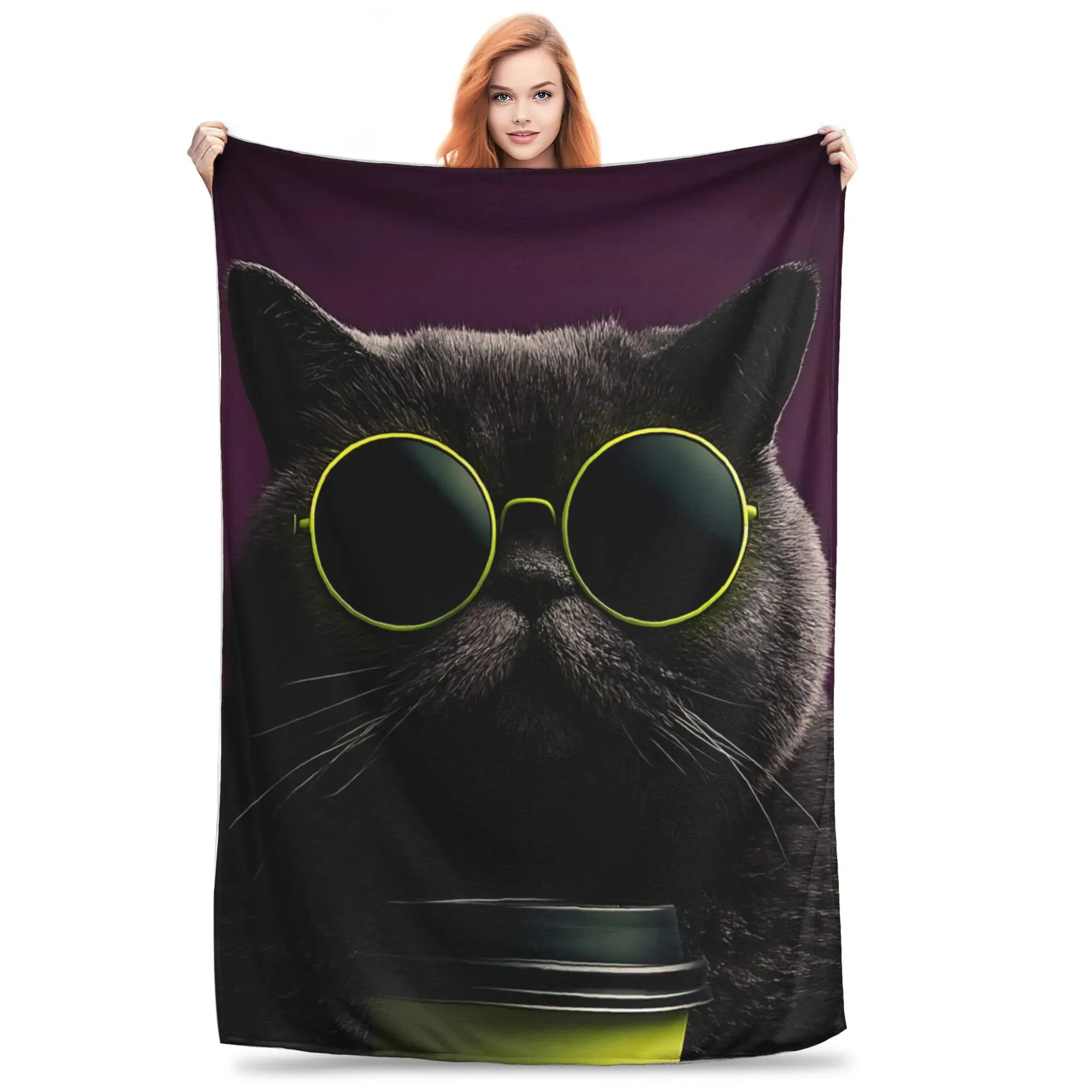 1PC British Shorthair Cat  Winter Blankets for Adults Bedding Home Interior Sofa Knee Black Friday Deals