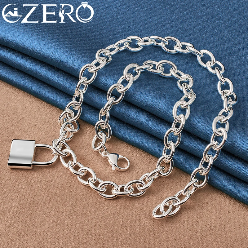 ALIZERO 925 Sterling Silver Square Lock collana a catena con ciondolo per uomo donna Fashion Party Charm Jewelry accessori classici