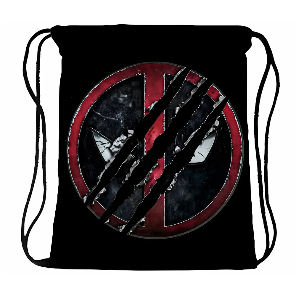 Movie Deadpools 3 Anime Printed Drawstring Backpack Adult Creative Fashion Draw String Bag Casual Accessories Storage Pouch Gift