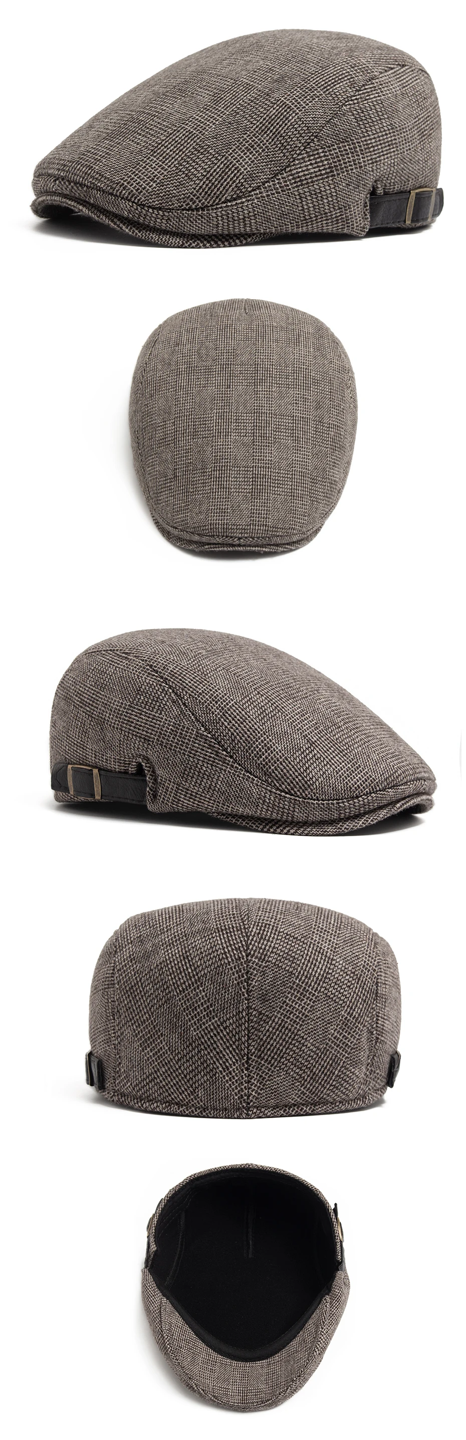 Wolle Vintage Baskenmütze Männer Winter Plus Samt Warme Flache Hut Lässige Berets Retro Mode Zeitungsjunge Mütze männer Zweireiher Einstellbar – Detail 8