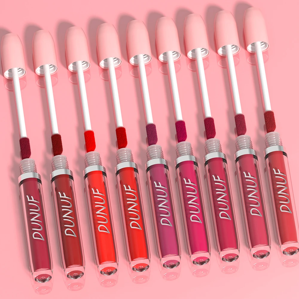 DUNUF 25 Cores Veludo Matte Lipgloss Fácil Cor Líquido Batom Maquiagem Lip Tint Batom Longa Duração Sexy Red Purple Lip Gloss