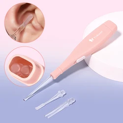 Three Heads Earwax Baby Removal Light Cleaner Pick Tool Flashlight Earpick Ear Cleaning Tool Silicone Head Ear Spoon