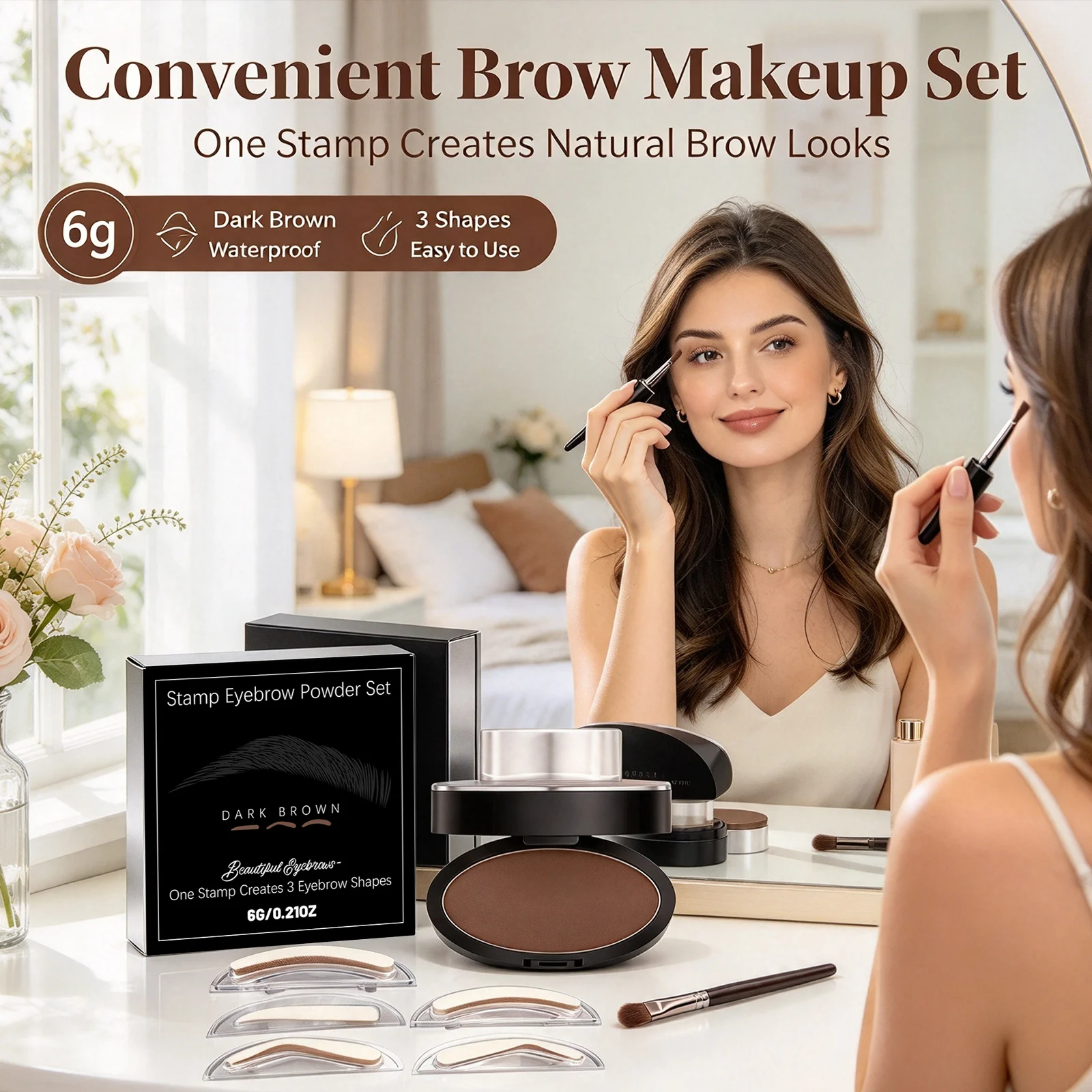 Waterproof Seal Lift Eyebrow Powder Natural Stereo Eyebrow Shaping Long-Lasting Sweatproof Eyebrow Powder Stamp Tint Stencil Kit