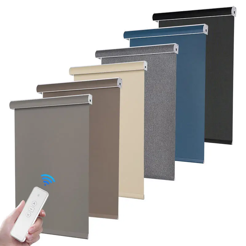 Persianas enrollables eléctricas inteligentes Alexa, cortina ciega de ventana personalizada, filtrado de luz motorizada, persianas enrollables transparentes para ventanas