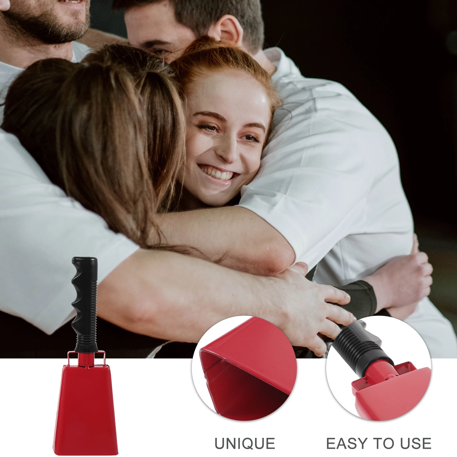 

2Pcs Red Cowbells Comfortable Handles Football Sporting Events Party Cheers Loud Noise Makers Hand Percussion Instruments Dinner