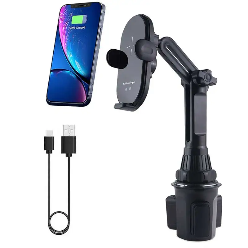 Universal Car Qi 15W Wireless Charger Cup Mobile Phone Holder Mount Automatic Infrared Smart Sensor Clamping Mount Universal Car