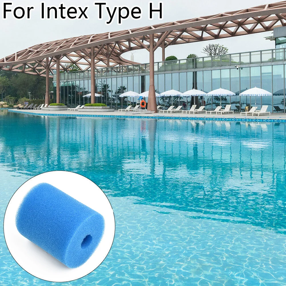 Reusable Washable Pool Filter Sponge for Intex Type H, 10.2x9cm Foam Cartridge, Cost-Saving, Long-Life, Blue Replacement