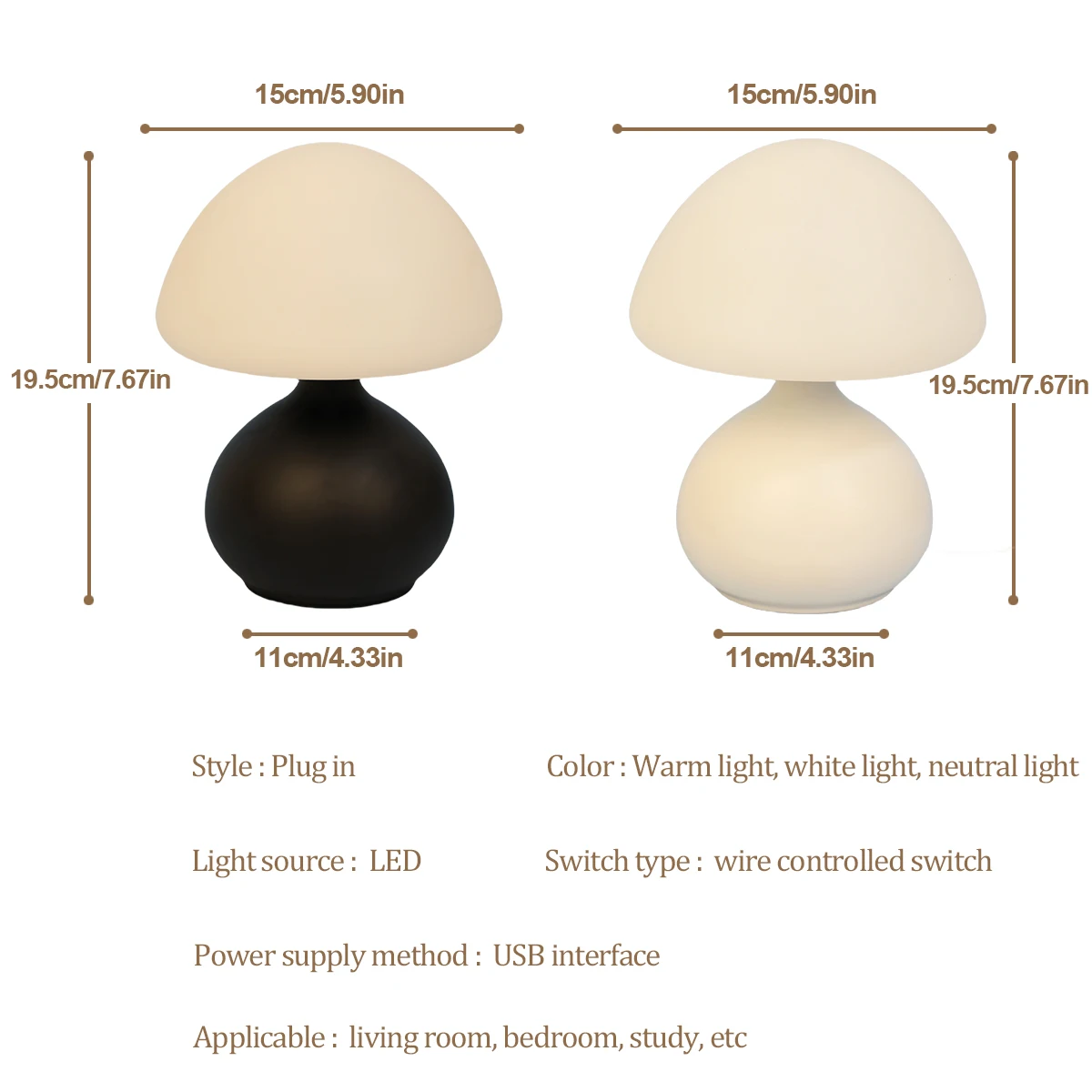 Modern minimalist mushroom table lamp with three color switching and infinite dimming for home decoration atmosphere table lamp