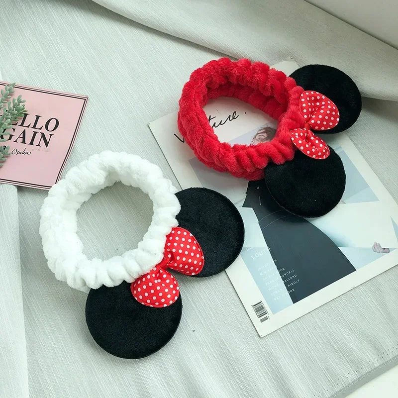 Disney Mickey Mouse Ear Headband For Adults Girls Elastic Hair Ring Minnie Mouse Ears Hair Ties Women Face Wash Hair Accessories