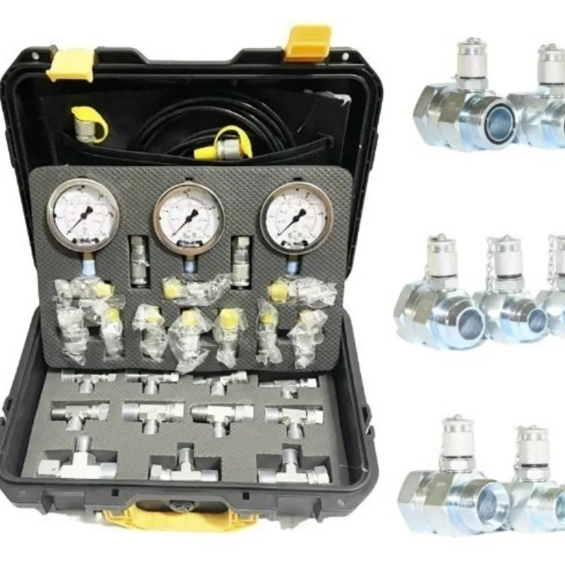 Hydraulic Pressure Gauge Set & Diagnostic Tool Kit for Excavator Hydraulic Pressure Measurement