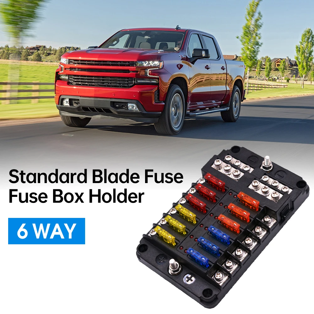 12 way Car Blade Holder Fuse Box 12ways Modified Terminal Block Fuse with LED Warning Light for Car Boat Marine Trike 12V 24V