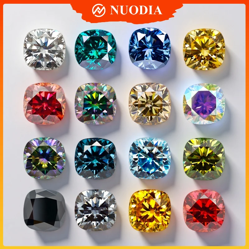 

Муассанит Камень С Сертификатом Подушка Огранки D Белый Королевский Синий Фиолетовый Аквамарин Темно-Розовый Золотой Желтый Шампанское Изумруд GRA