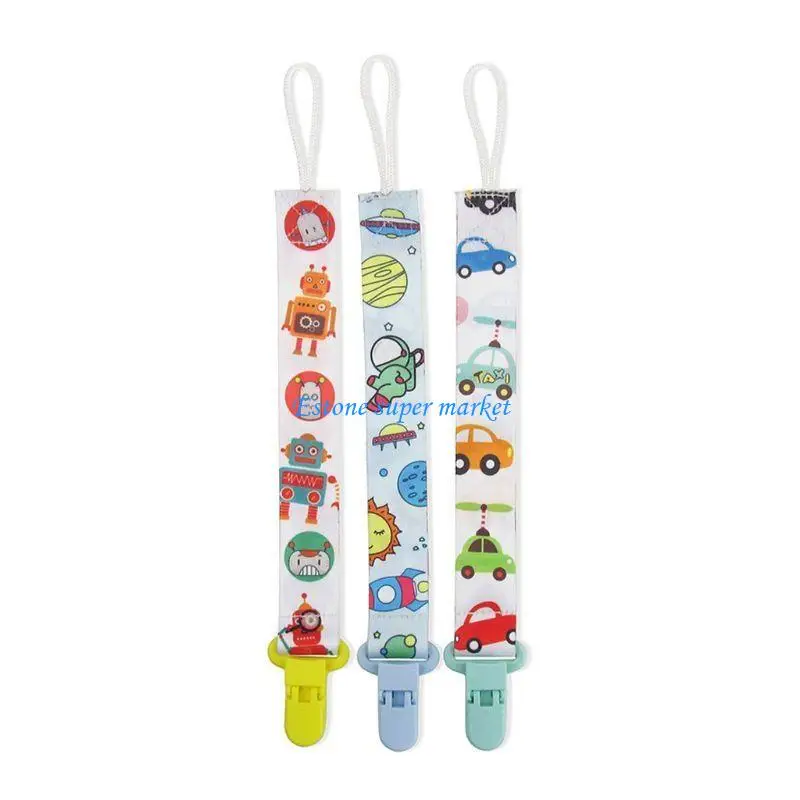 090B 3x Boho Baby Shower Gift Soother Chain Animals Print for Baby Girls Boys