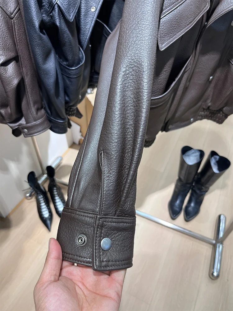 2025 New Fasion Giacca da donna in vera pelle di montone naturale Cappotto da donna in vera pelle di agnello streetwear Giacca da moto outwear