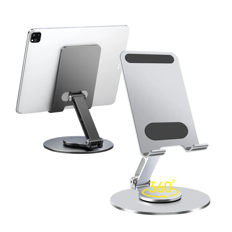 Adjustable Aluminum Alloy Desktop Mobile Phone Holder, 360 Rotating Phone Tablet Stand, Anti Slip Holder, Original Factory