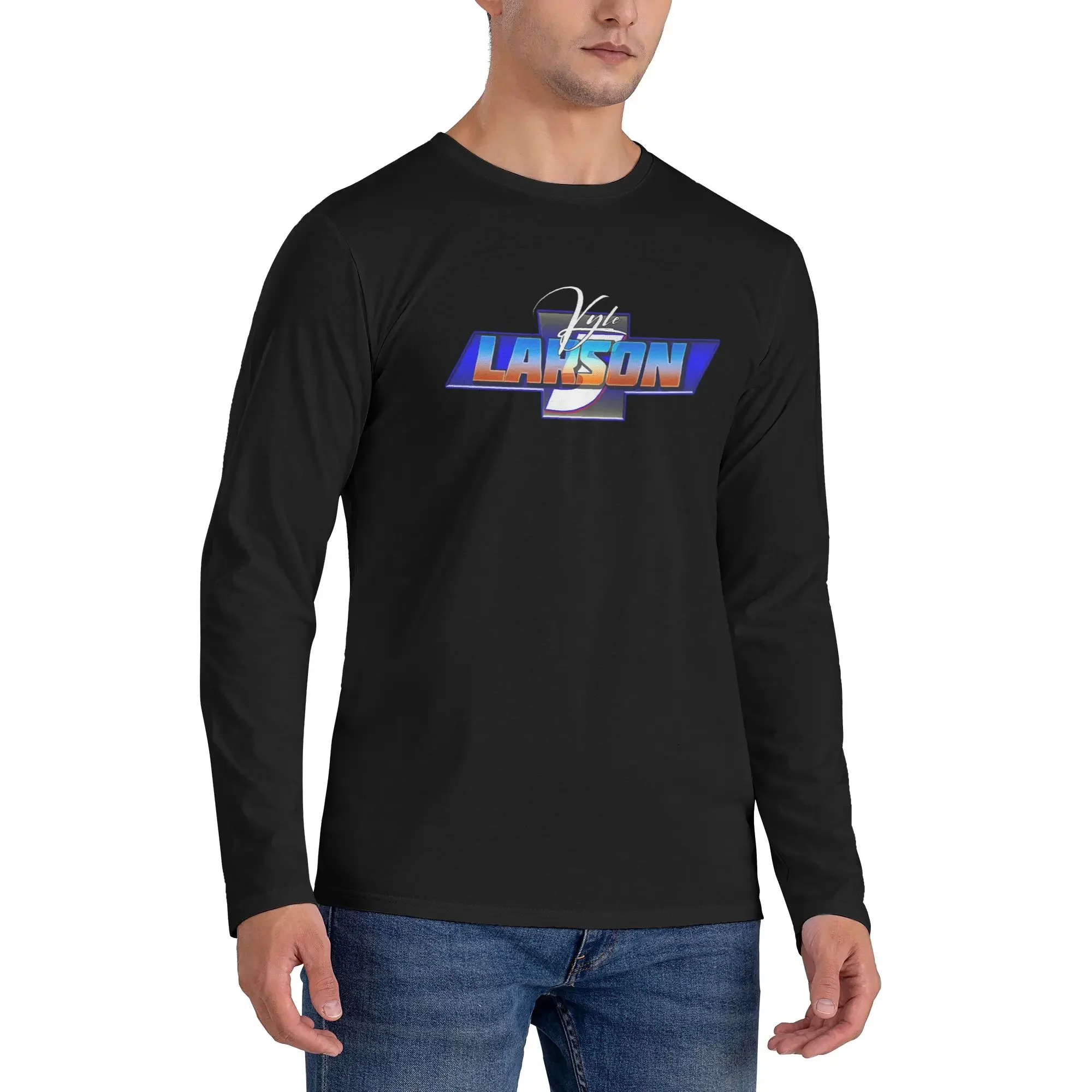 

Kyle Larson CHEVY 5 Men's Long Sleeved T-shirt Casual Round Neck T shirts Spring and Autumn Men tops