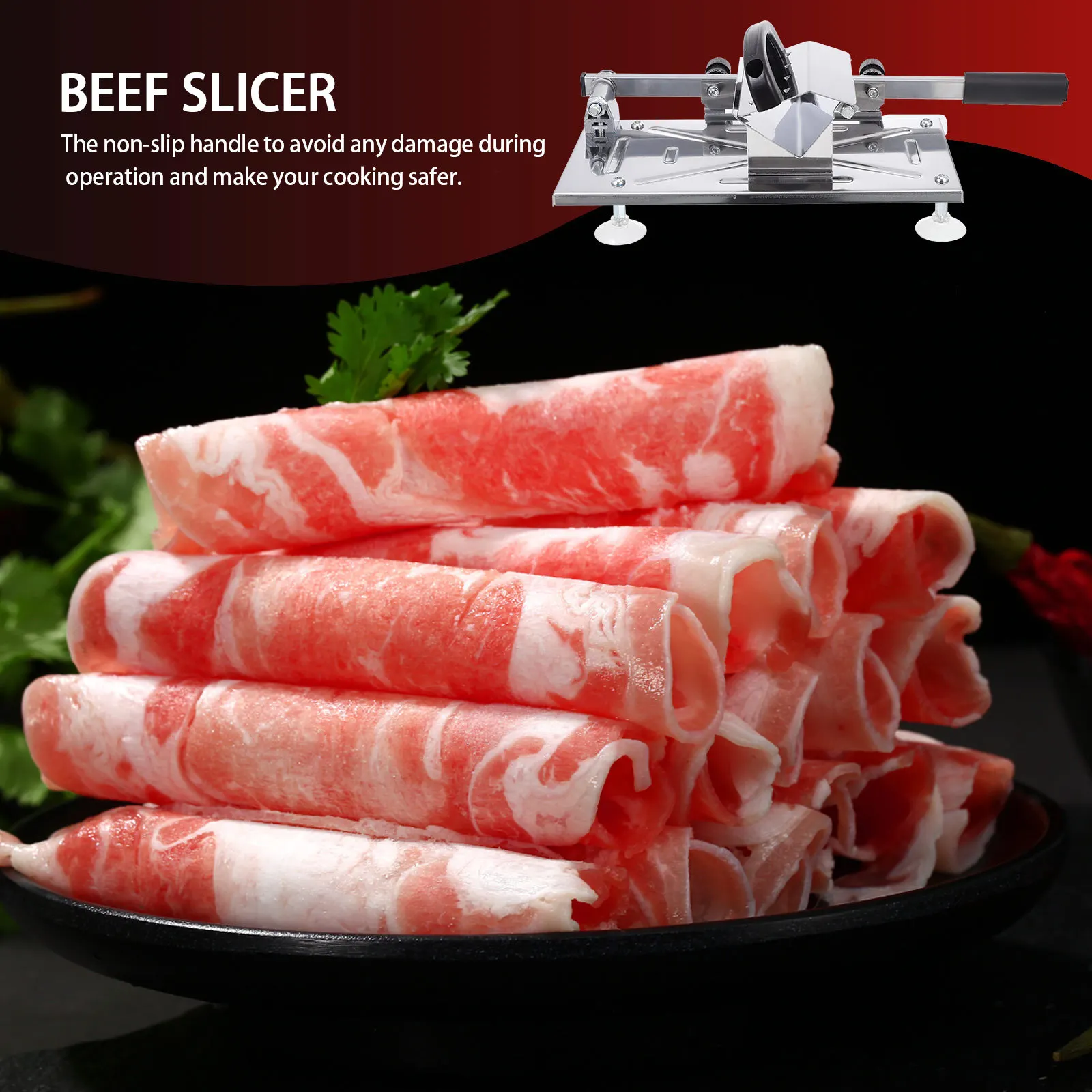 

Stainless Steel Beef Slicer Manual Lamb Meat Cutter Non Slip Handle Kitchen Accessory Vegetable Fruit Slicer Efficient Kitchen