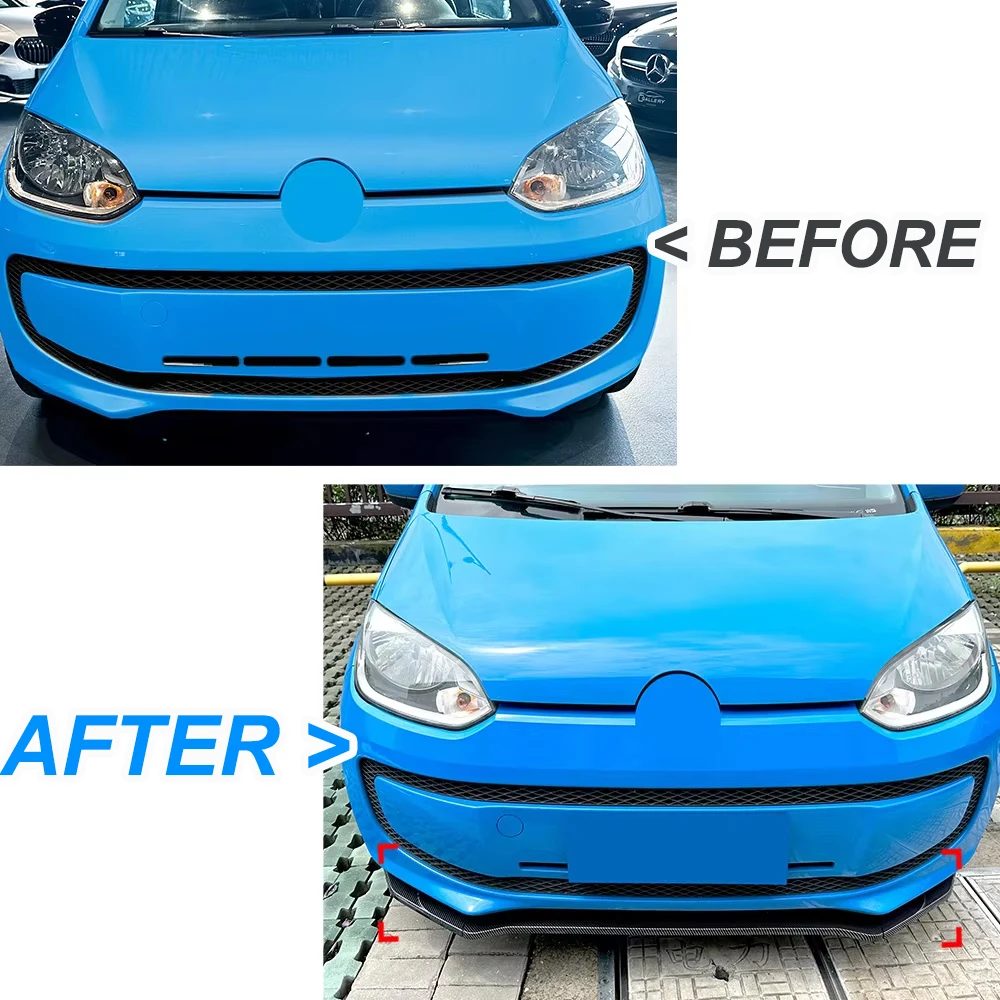 For Volkswagen UP 2011-2015 Front Lip Spoiler & Front Wind Knife Blade Car Sticker Grille Exterior Modification Glossy Black