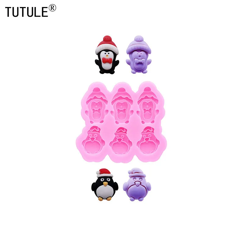 Christmas penguin Silicone Mold Christmas Series Fondant Sugar Cupcake Craft Silicone Molds DIY drop glue epoxy resin Mold