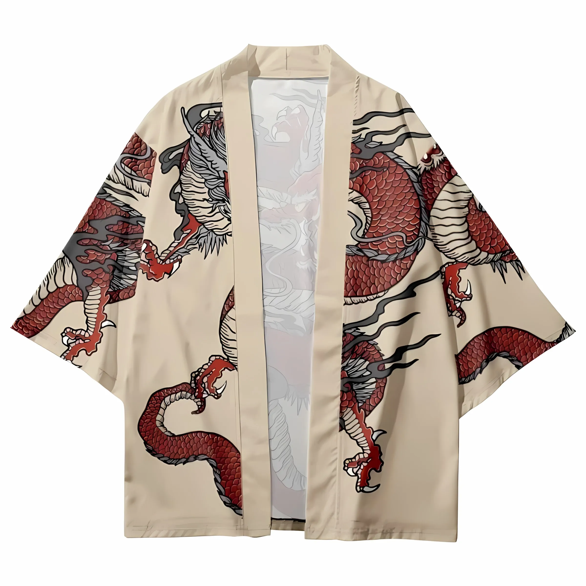 2026 Summer New Men's Kimono with 3D Dragon Pattern Print for Street Casual Fashion Comfortable Soft Breathable