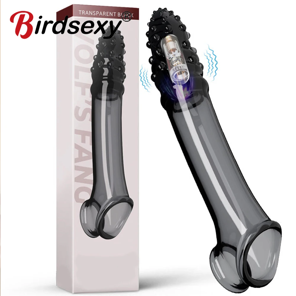 Reusable Condom Penis Extension Sleeve Delay Ejaculation Cock Cover Penis Extender Vibrator Sex Toys For Men Adults Products