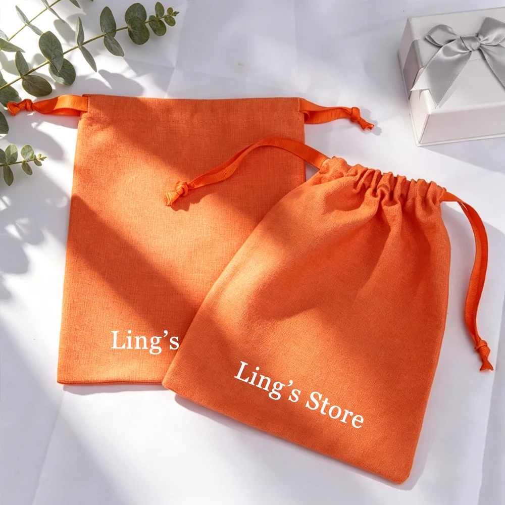 100 Stück Großhandel Benutzerdefinierte Logo-Schmuckbeutel aus Baumwolle, Geschenkverpackung, Leinenbeutel mit Kordelzug für Süßigkeiten, Kosmetik, Parfüm, Schlüsselanhänger-Organizer – Detail 4