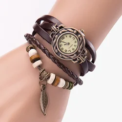 Reloj de pulsera de cuero genuino para mujer, accesorio de alta calidad con personalidad, de cuarzo, Estilo Vintage, de lujo, 2024