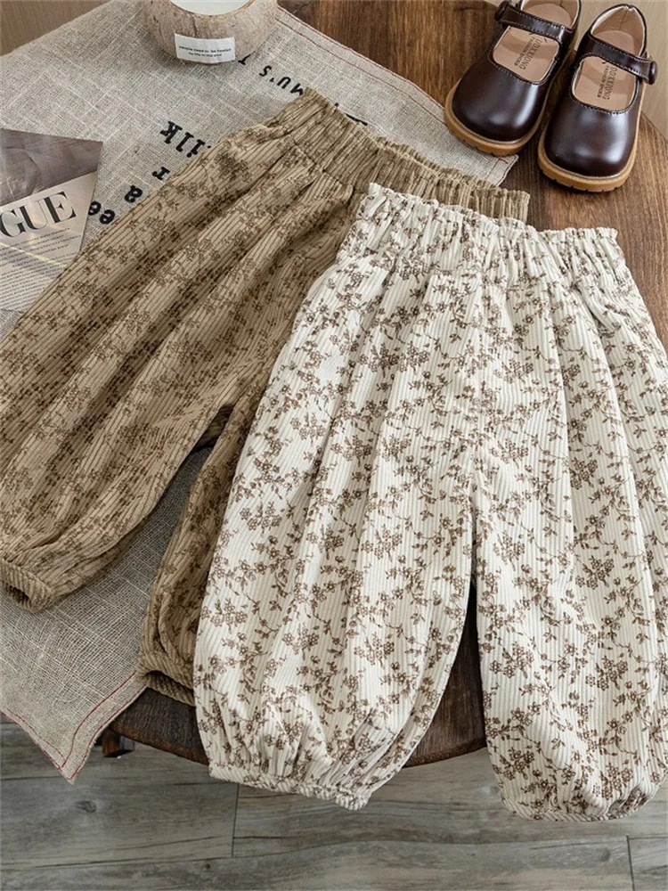 春 Faion キッズガールズルーズカジュアルパンツアウターウェア花柄プリント新しい Sle ベビー韓国語バージョン長ズボン