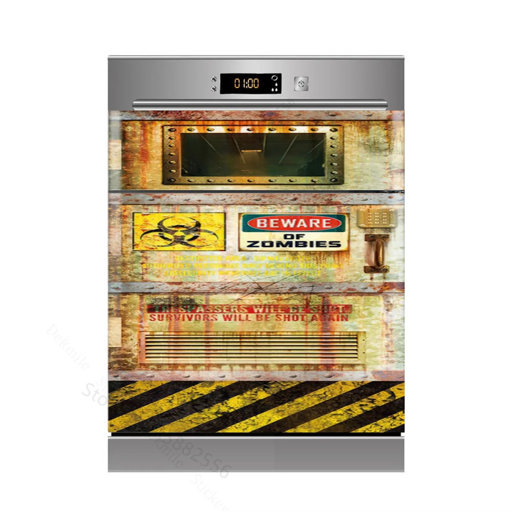 Relief Figures Dishwasher Sticker Panel Decal Vinyl Sticker Starry Mandala Architecture Wooden Door Kitchen Home Decoration
