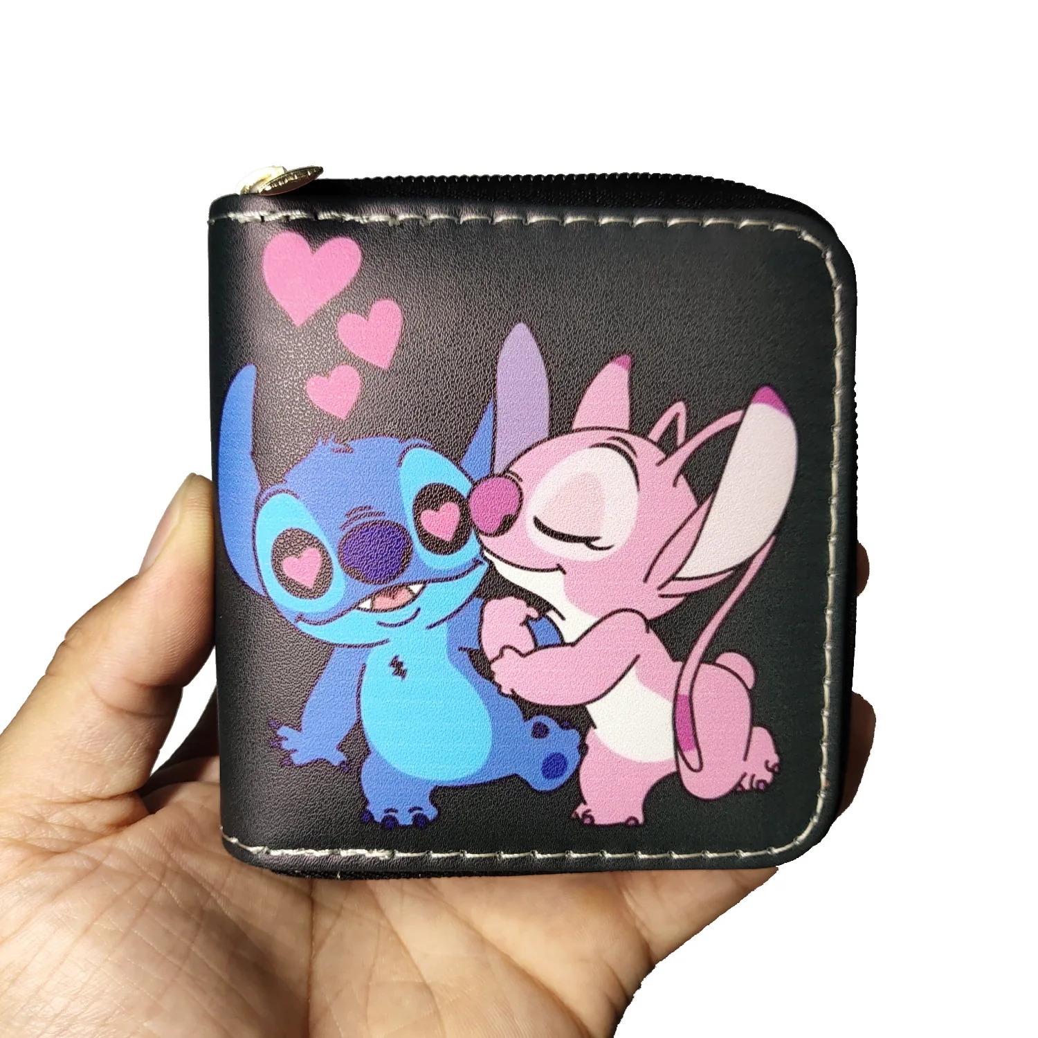 Disney-cartera de puntada de dibujos animados, monedero corto multicapa, bolso para tarjetas, Mini bolsos con cremallera, monedero para niñas, regalo de cumpleaños