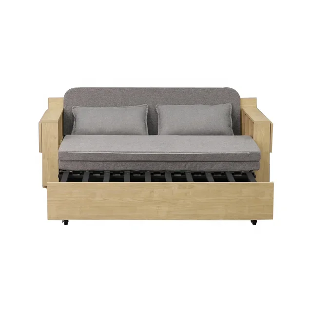 Simple Solid Wood Sofa Bed Household Small Folding Living Room Multifunctional Dual-use Office Balcony Telescopic Single Bed