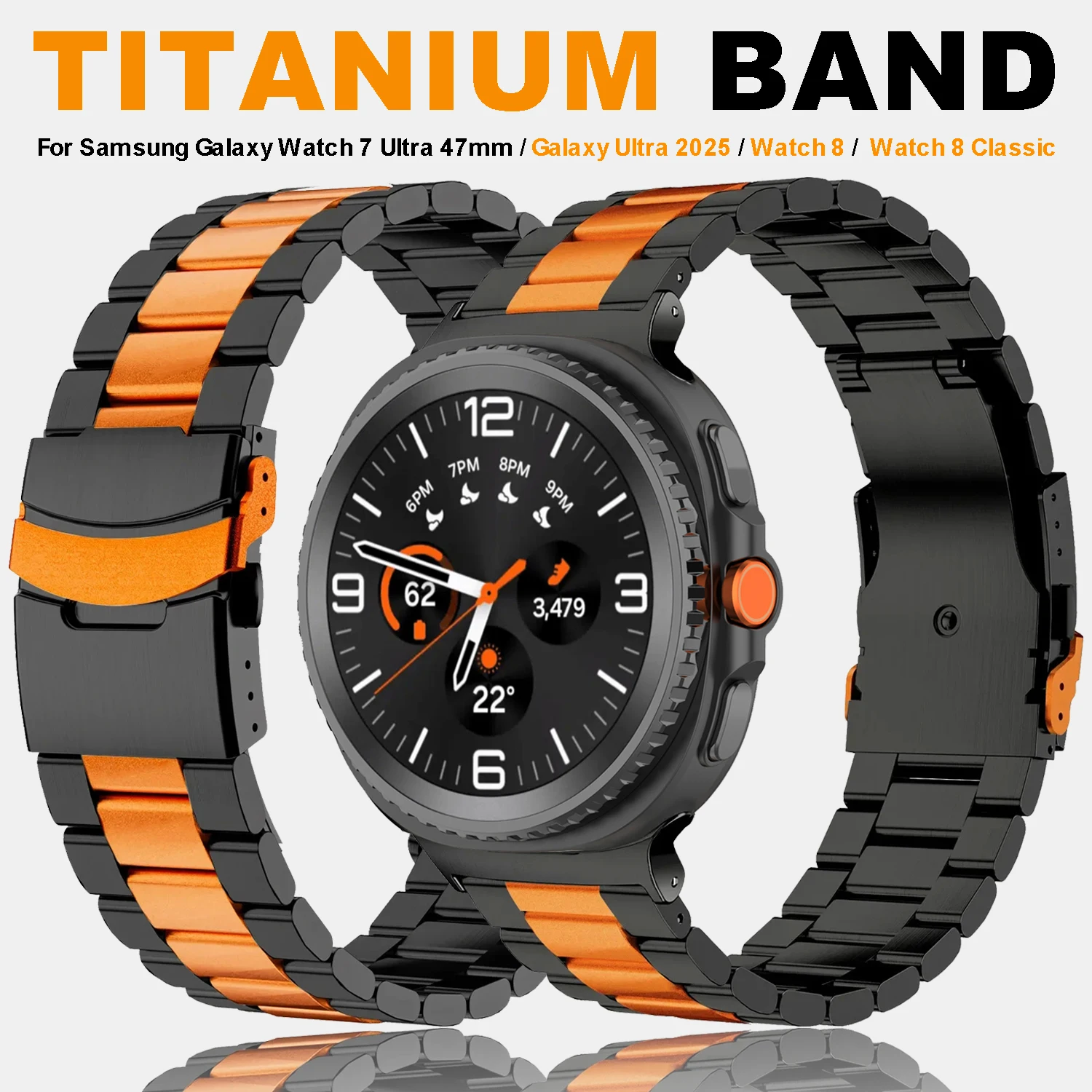 

Titanium Band for Samsung Galaxy Watch 7 Ultra 47mm Galaxy 2025 Metal No Gap Strap for Galaxy 8 40mm 44mm Classic 46mm Bracelet