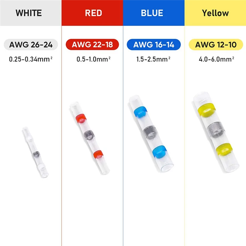 Conectores de fio de vedação de solda, conectores de extremidade termo retrátil de auto-soldagem, manga de solda, conectores de fio isolados à prova d'água