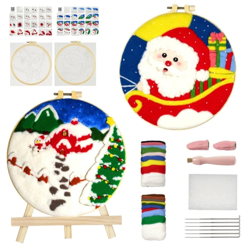 X6HD Stamped Embroidery Kits with Christmas Pattern & Instructions, CrossStitch Starter Embroidery Starter Kits for Beginner