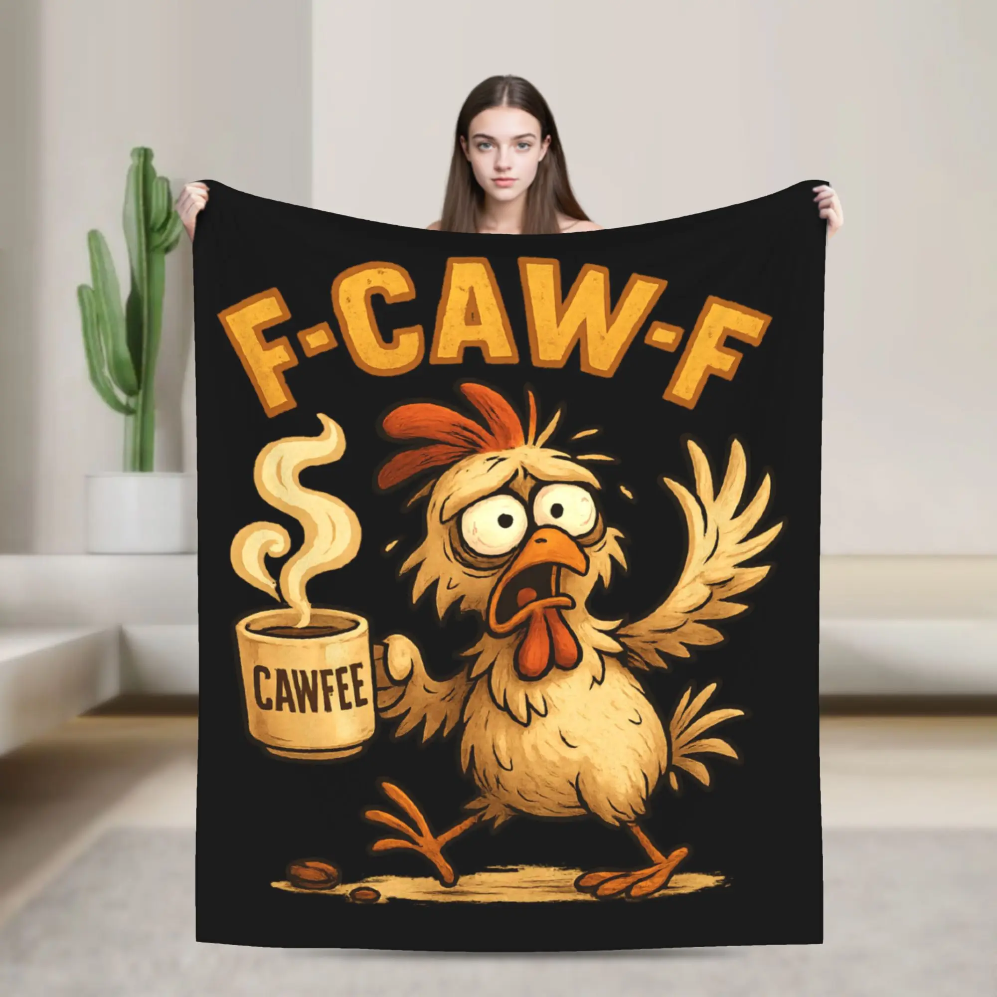 Warm Soft BlanketChildren Picnic F-CAW-F Chicken Funny Crazy Screaming Coffee Bedding Throws  Flannel Bedspread For Bed Cover