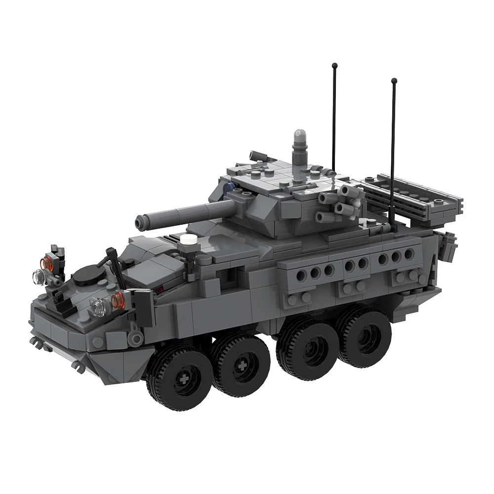 MOC 146076   M1296 Stryker ICVV-D |   1:35e schaal Dragoons Militair gepantserd oorlogsvoertuig Bouwsteen Onderwijs Baksteen Kinderspeelgoed