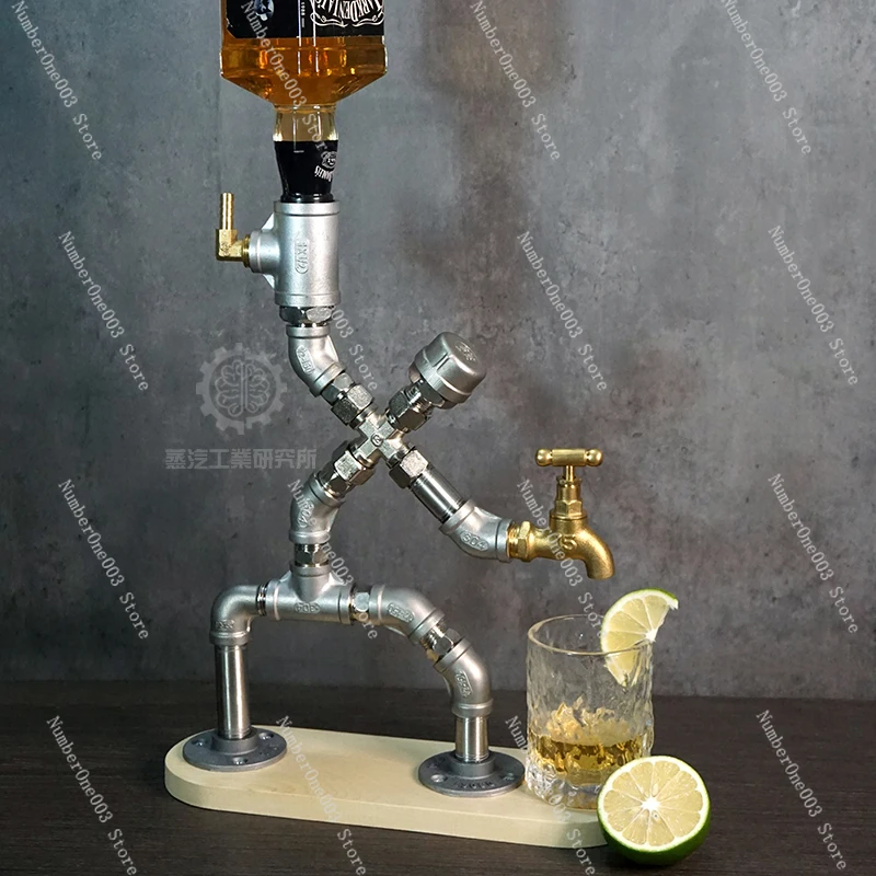 

Stainless Steel Water Pipe Robot, Creative Personality, Cafe Wine Bar Counter, Retro Decoration, Ornament Wine Rack