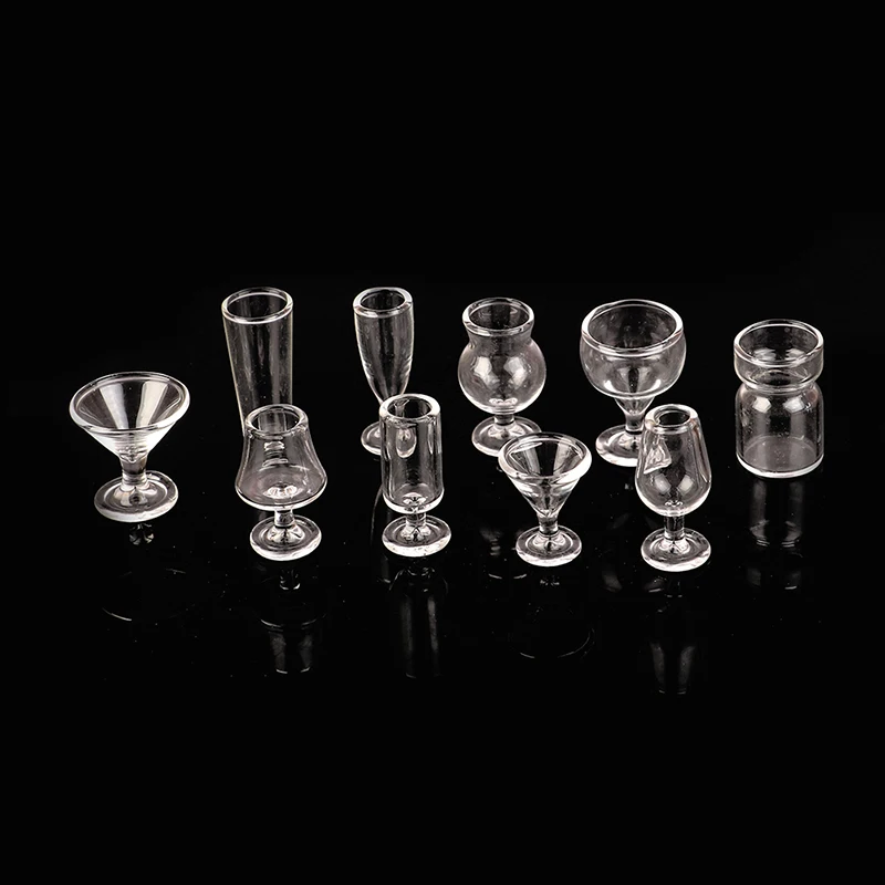 1PC 1:6 1:12 Minature Glass Wine Cups Champagne Juice Milk Tea Cup DIY Doll House Food Play Decoration Ornaments