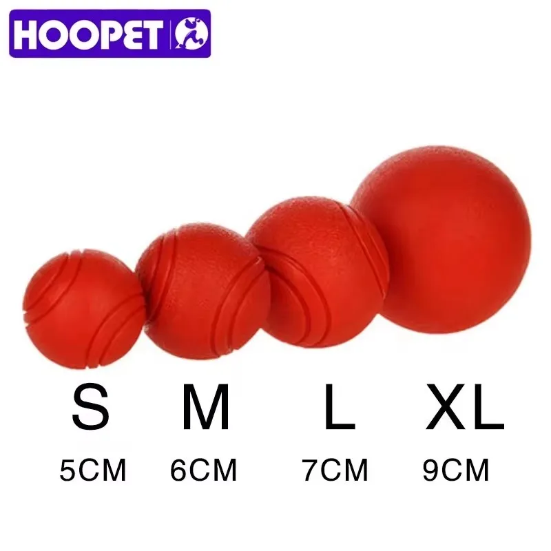 HOOPET Dog Toy Rubber Ball Bite-resistant Ball Toy for Dogs Puppy Teddy Pitbull Red Color Solid Ball S-XL Pet Supplies