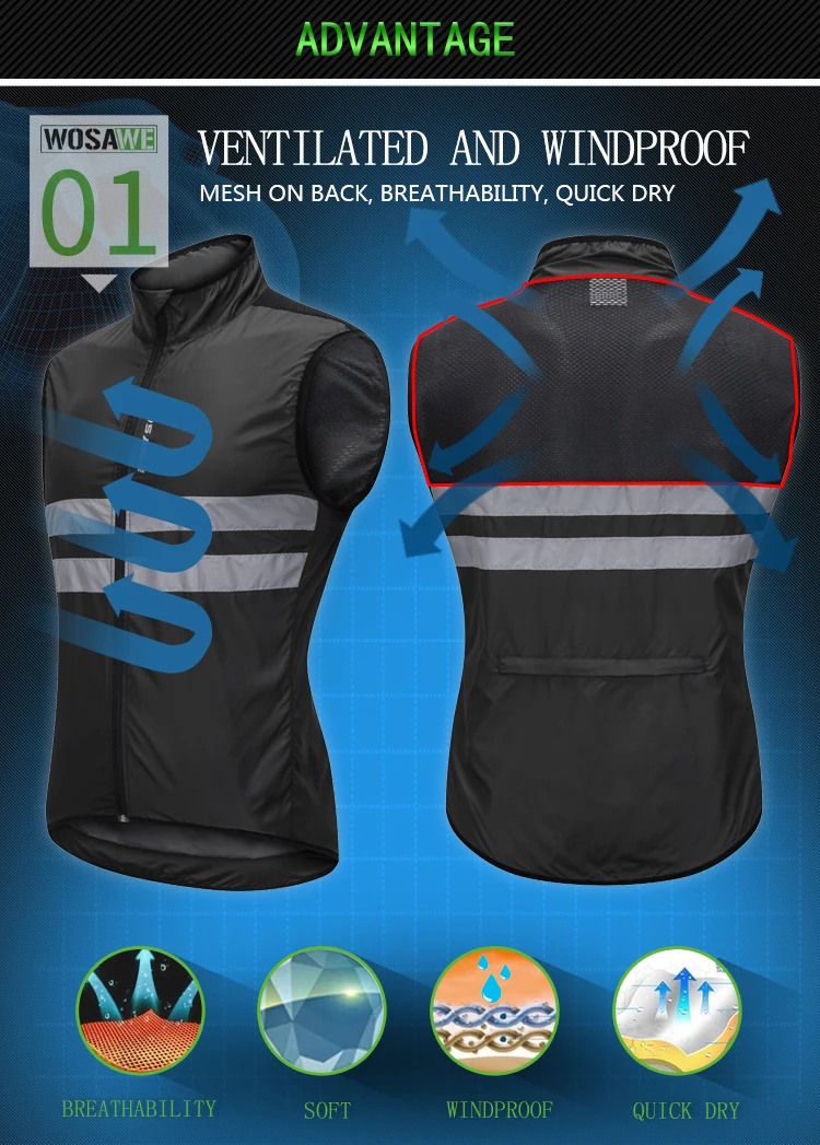 WOSAWE جديد الرجال الدراجات سترة الرجال أكمام دراجة خفيفة الوزن سترة في الهواء الطلق يندبروف MTB الرياضة الرياح سترة #4