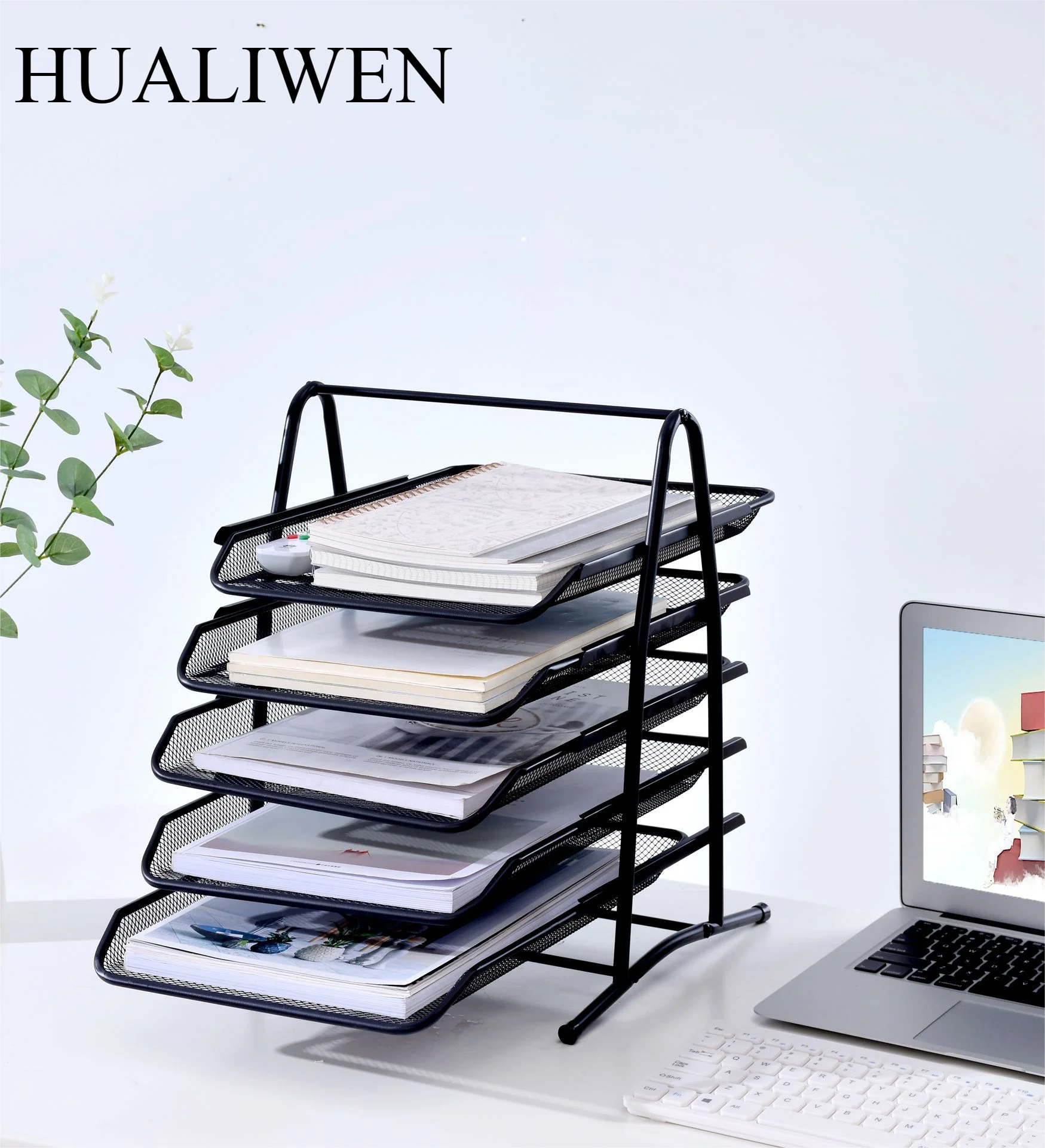 

Metal four layer file disk, file frame, office supplies wholesale data organization, office multi-layer desktop shelf