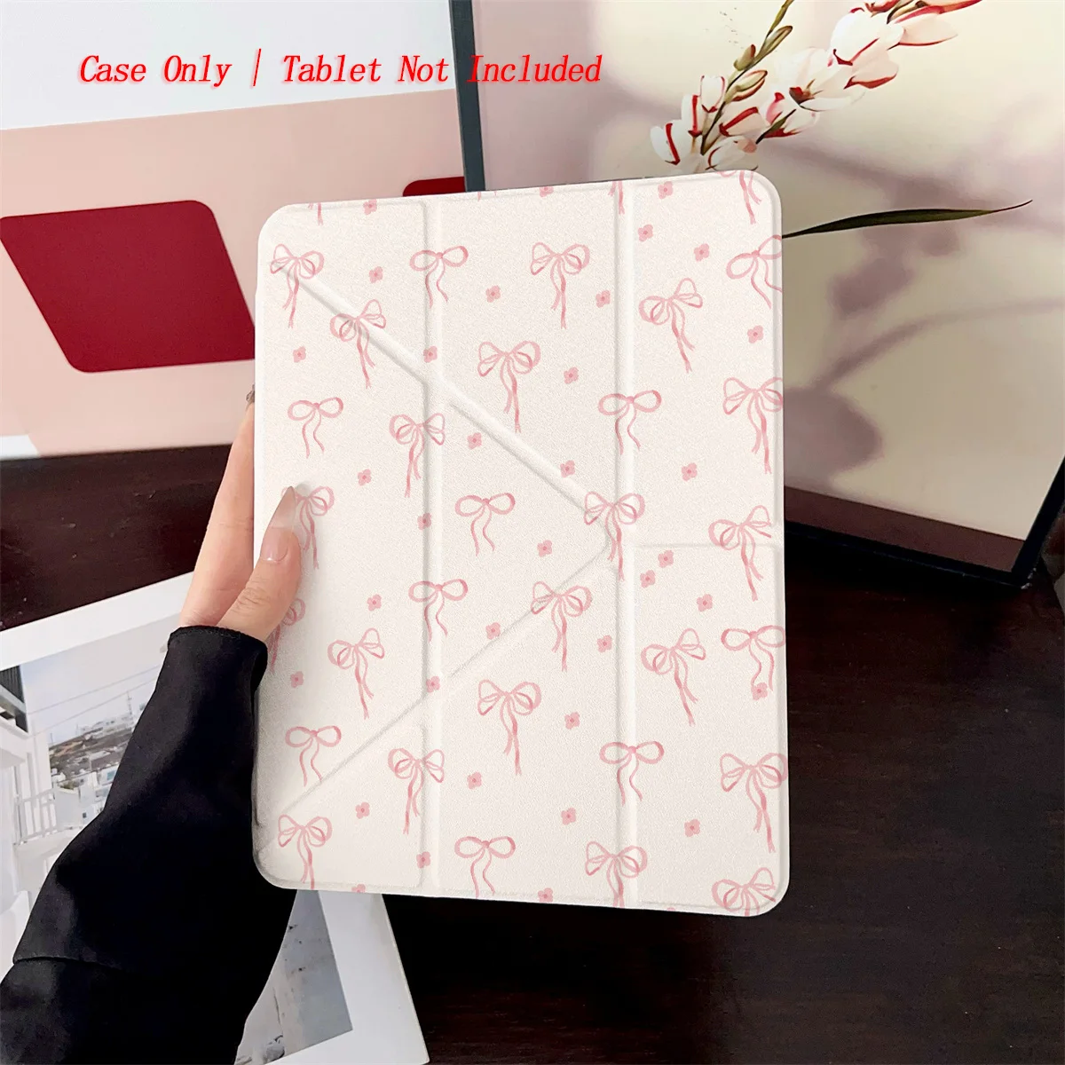 

Trendy Chic Y-Fold Acrylic Adorable Pink Ribbon Bow Designs iPad Cover For Apple iPad 10th Gen Pro11 Air 4 Mini6 Protective Case
