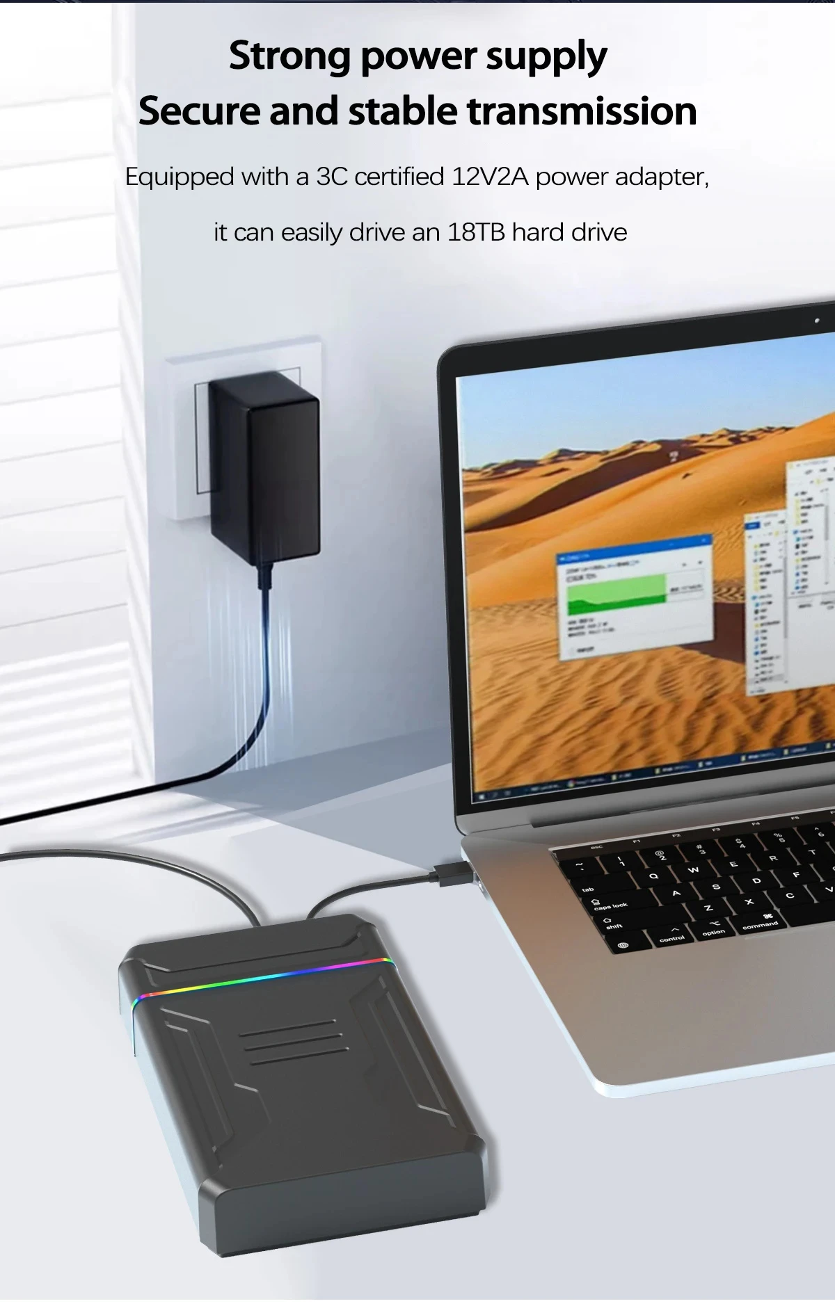 2.5/3.5 inch Hard Disk Enclosure SATA To Type C Hard Drive Case Adapter Up To 6Gbps External HDD Box for PC Laptop 12V 3A Power