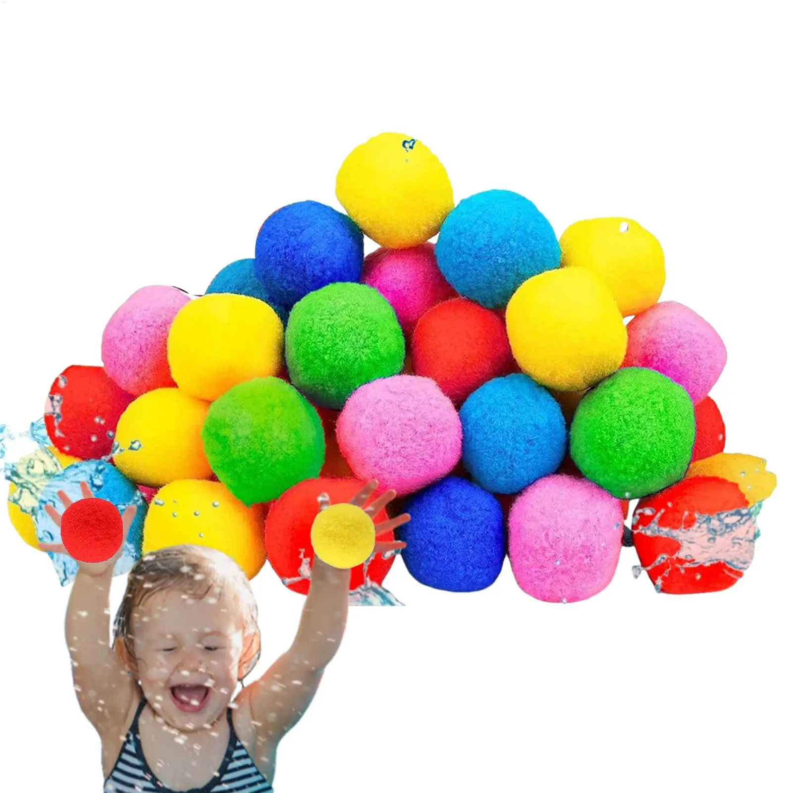 60pcs/set Reusable Water Balls Instant Refill Soft Beach Toys Family Outdoor Games Water Sponge Balls for Kids Pool Beach view 3